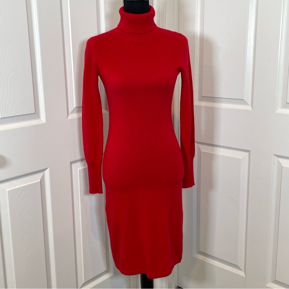 Neiman Marcus Dresses & Skirts - Neiman Marcus The Cashmere Collection 100% Cashmere Red Turtleneck Dress Size XS
